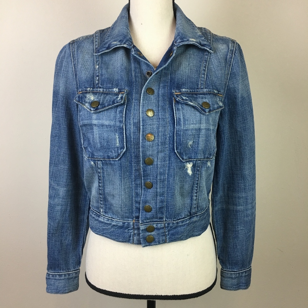 Current Elliott The Snap Jean Jacket Distressed - Picture 2 of 8